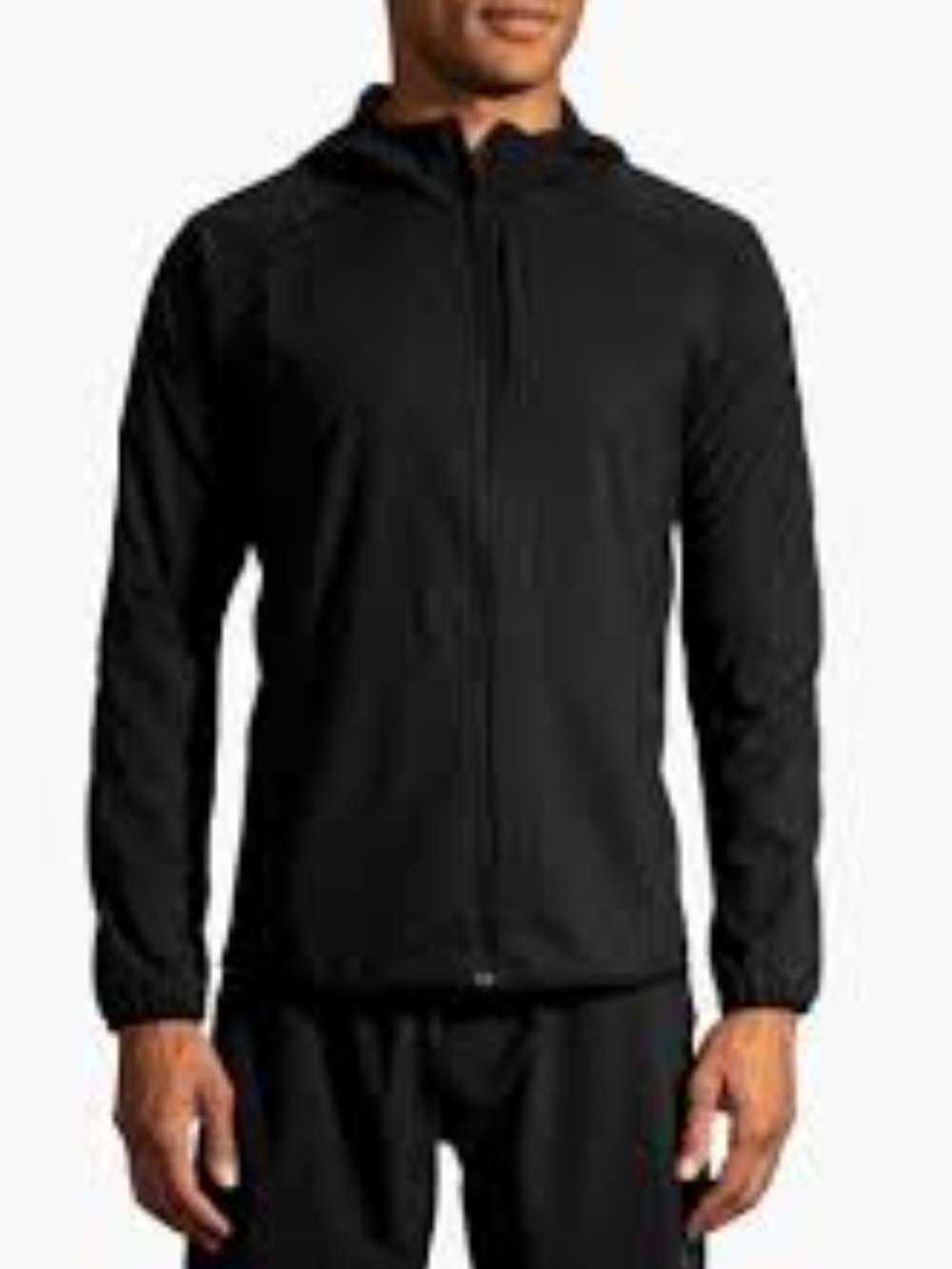 Brooks Black Men's Hooded Full-Zip Windbreaker